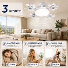 Carica l'immagine nel visualizzatore di Gallery, FreiKlima Pro Klimaventilator 2in1 – 4-Flügel einklappbarer Deckenventilator mit Kühlfunktion, Licht & Fernbedienung