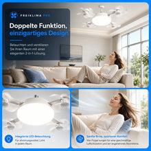 Carica l'immagine nel visualizzatore di Gallery, FreiKlima Pro Klimaventilator 2in1 – 4-Flügel einklappbarer Deckenventilator mit Kühlfunktion, Licht & Fernbedienung
