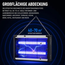Lade das Bild in den Galerie-Viewer, UV-Insektenvernichter – Elektrische Fliegen, Gelsen, Motten, Kakerlaken- & Mückenfalle für Innen und Außen - 30–170 m²