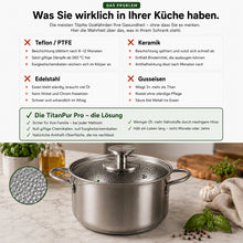 Lade das Bild in den Galerie-Viewer, TitanPur Pro – Beschichtungsfreier Titan-Topf ohne PFAS & PTFE | 24 cm