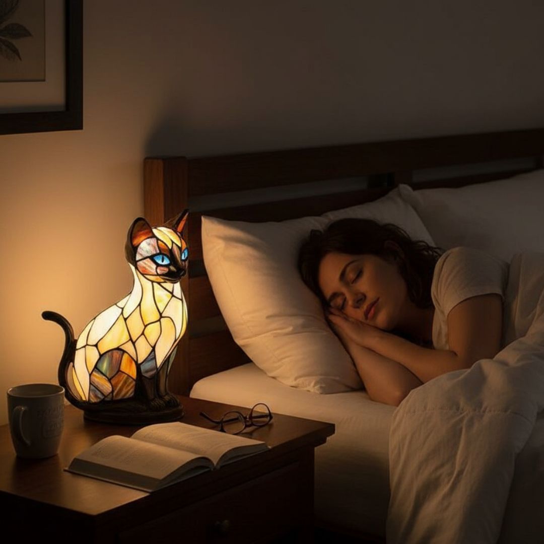 Luna Leuchtkatze – handgefertigte Lampe, die Herzen erstrahlen lässt