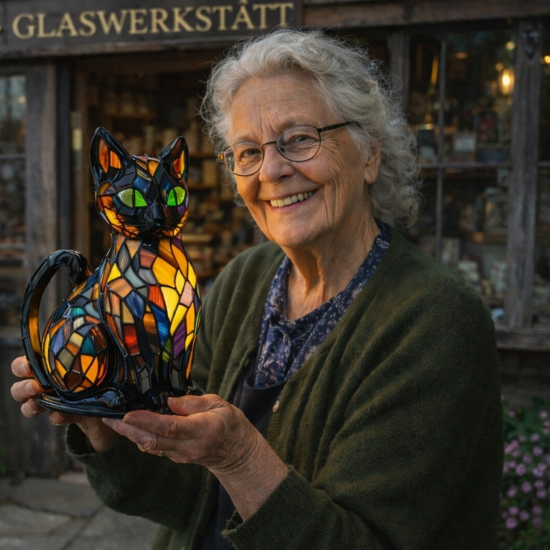 Leuchtkatze – handgefertigte Lampe, die Herzen erstrahlen lässt