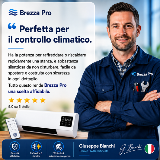 Brezza Pro – Condizionatore Portatile & Riscaldatore senza Installazione | 2-in-1 | Fino a 51 m²
