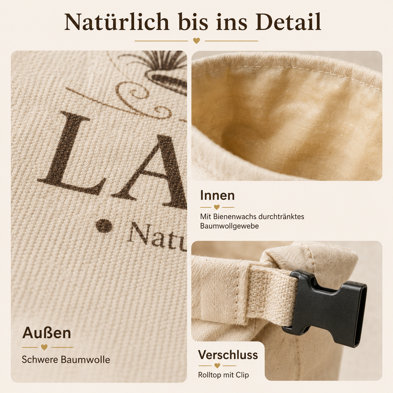 LaibLiebe – natürlicher Brotbeutel aus echtem Bienenwachs - Brot länger frisch halten