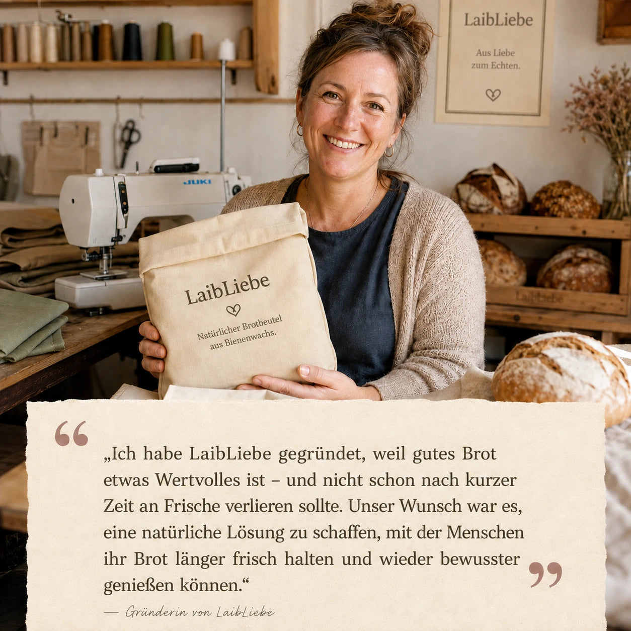 LaibLiebe – natürlicher Brotbeutel aus echtem Bienenwachs - Brot länger frisch halten