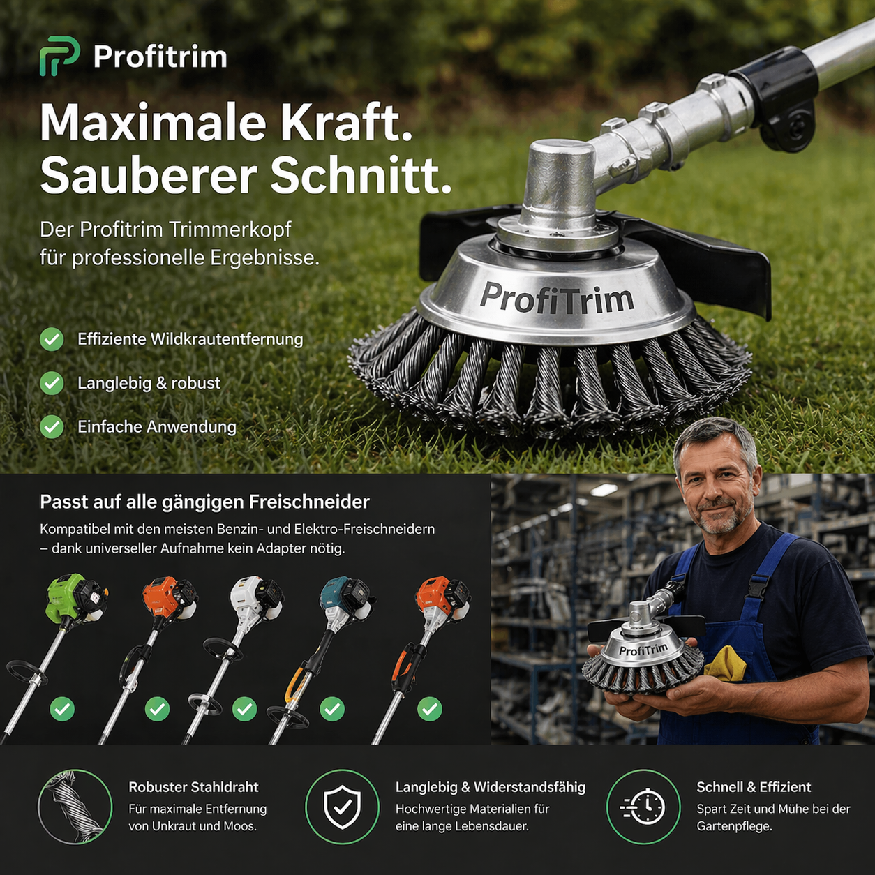 ProfiTrim - Der unzerstörbare Rasentrimmer für perfekte Ergebnisse