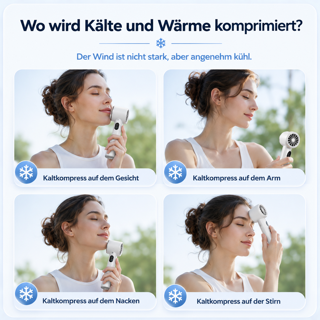 EisLuft Pro™ - Persönlicher Ventilator mit aktiver Sofortkühlung — 199 Stufen, ein Knopfdruck, sofort spürbar kühler.