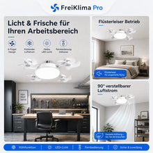 Carica l'immagine nel visualizzatore di Gallery, FreiKlima Pro Klimaventilator 2in1 – 4-Flügel einklappbarer Deckenventilator mit Kühlfunktion, Licht &amp; Fernbedienung
