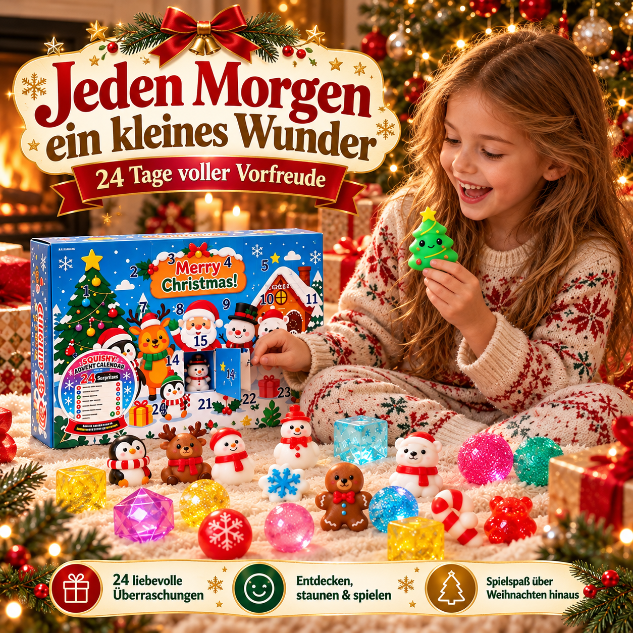 24-Tage Squishy-Überraschung Adventskalender 2026 - Nachhaltiger Spielspaß