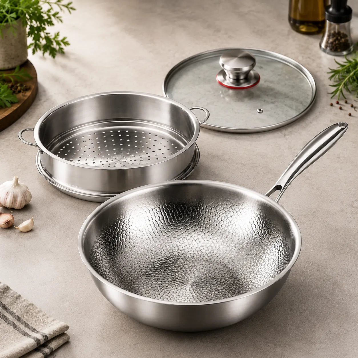 Tegame multiuso Titan con inserto vapore (28 cm)