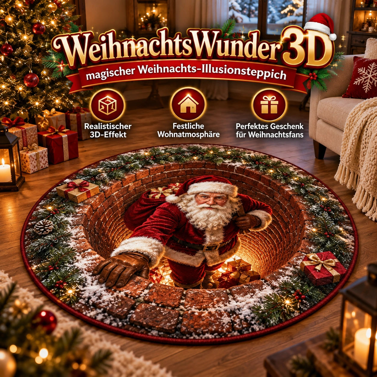 WeihnachtsWunder 3D – magischer Weihnachts-Illusionsteppich