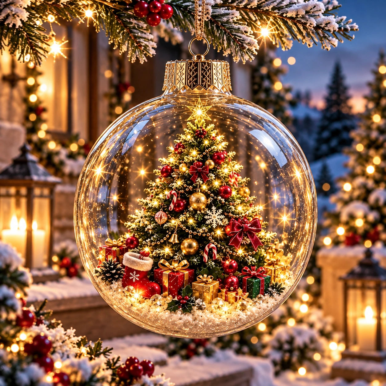 WinterWunder – leuchtende 3D-Weihnachtskugel mit Miniaturwelt