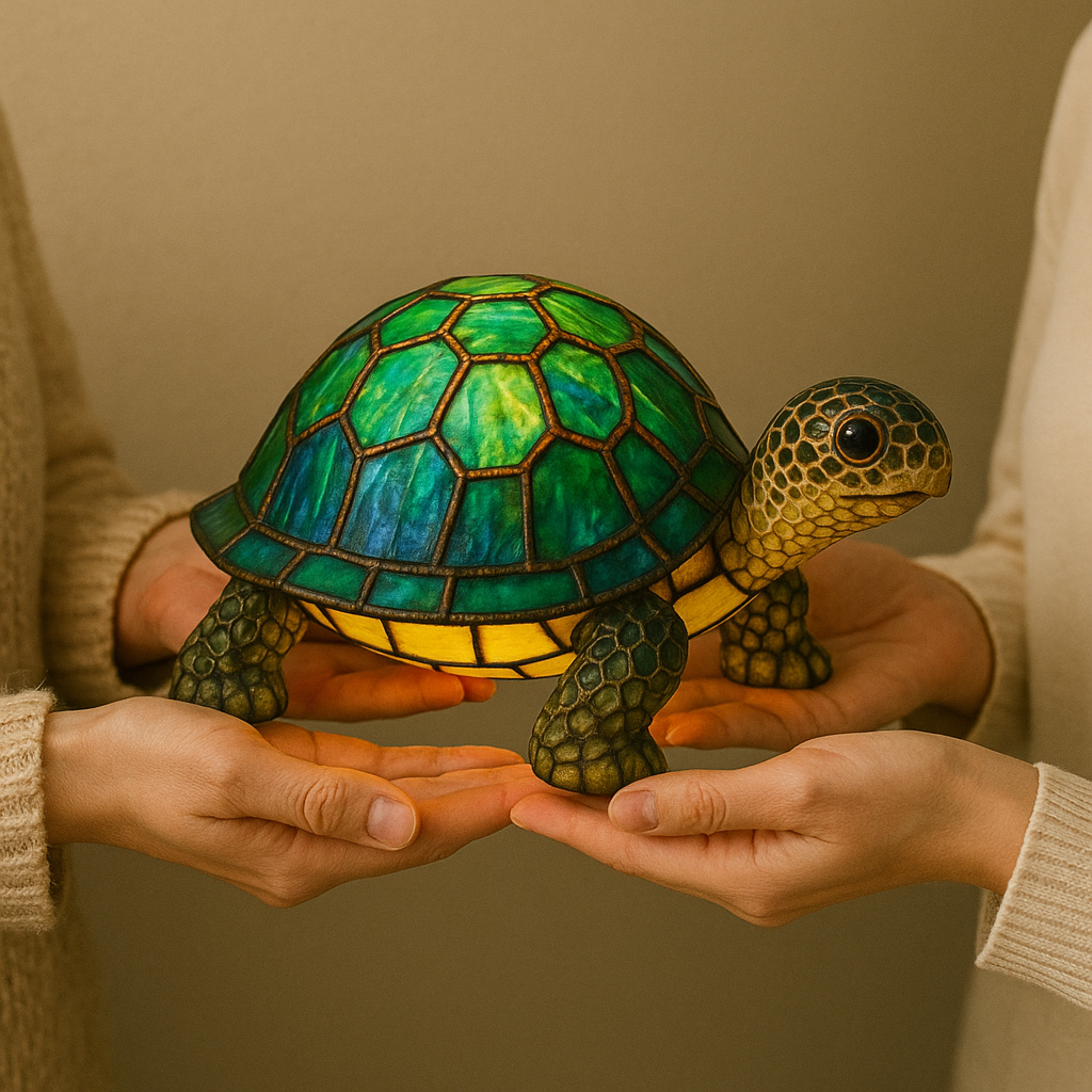 LeuchtSchildkröte - handgefertigte Lampe, die Herzen erstrahlen lässt