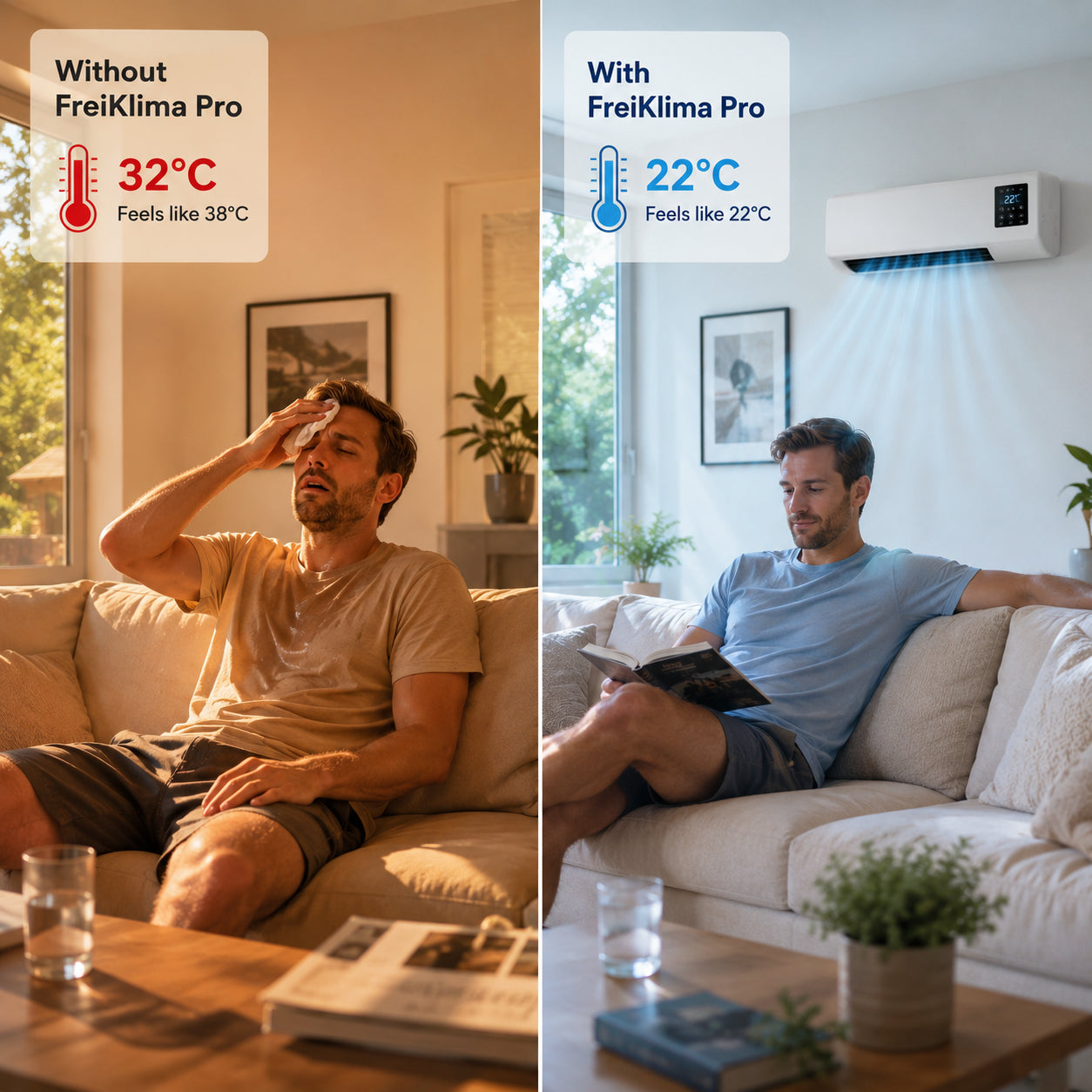 FreiKlima Pro – Tragbare Klimaanlage & Heizung ohne Installation | 2-in-1 | Bis 51 m²