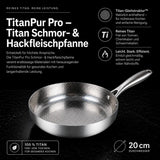 TitanPur Pro Premium Titan Schmor- & Hackfleischpfanne mit hohem Rand für vielseitiges Braten und Schmoren